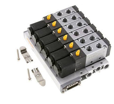 G1/4'' 6x Terminal de válvulas neumáticas 24V DC 1.5-8bar/21.0-112psi Multipolar E.MC