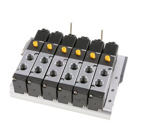 G1/4'' 6x Terminal de válvulas neumáticas 24V DC 1.5-8bar/21.0-112psi Multipolar E.MC