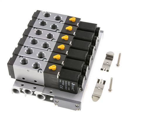 G1/4'' 6x Terminal de válvulas neumáticas 24V DC 1.5-8bar/21.0-112psi Multipolar E.MC