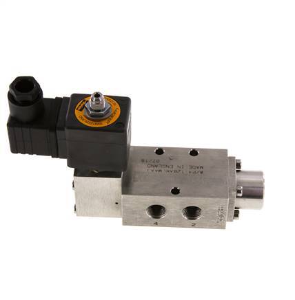 5/2 G1/4'' (G1/8'') Solenoid Valve Stainless Steel 24V DC 3-12bar/42-168psi
