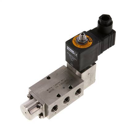 5/2 G1/4'' (G1/8'') Solenoid Valve Stainless Steel 24V DC 3-12bar/42-168psi