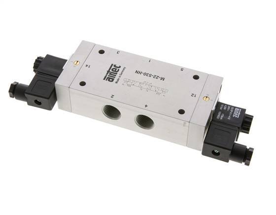 5/3 G1/2'' Center Closed Solenoid Valve 115V AC 3-10bar/42-140psi Airtec