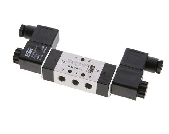 5/3 G1/8'' Exhaust Center Solenoid Valve 24V DC 3-10bar/42-140psi Airtec