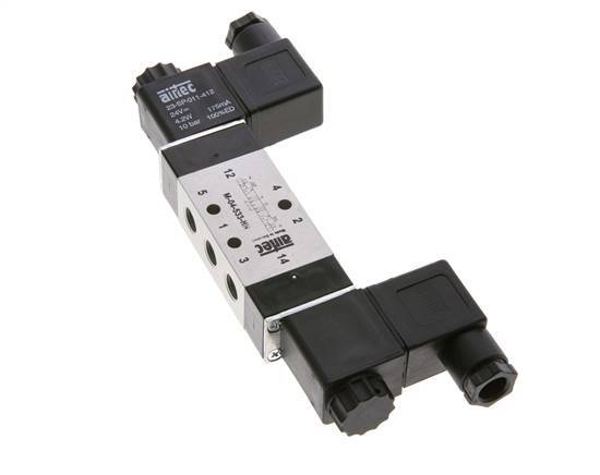 5/3 G1/8'' Exhaust Center Solenoid Valve 24V DC 3-10bar/42-140psi Airtec