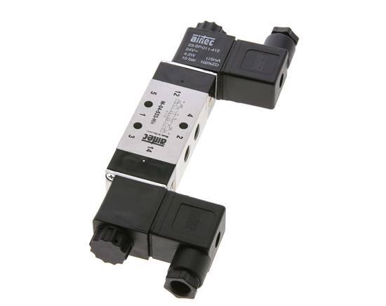 5/3 G1/8'' Exhaust Center Solenoid Valve 24V DC 3-10bar/42-140psi Airtec