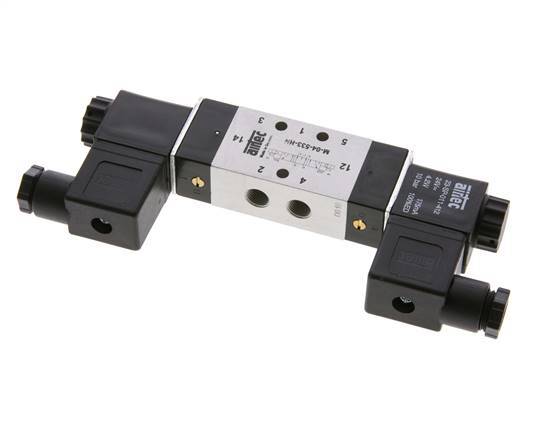 5/3 G1/8'' Exhaust Center Solenoid Valve 24V DC 3-10bar/42-140psi Airtec