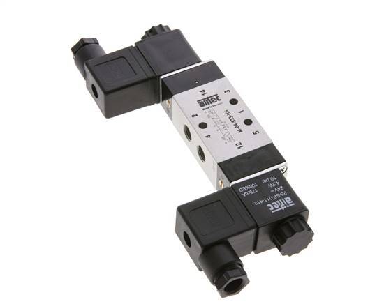 5/3 G1/8'' Exhaust Center Solenoid Valve 24V DC 3-10bar/42-140psi Airtec
