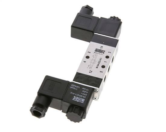5/3 G1/8'' Exhaust Center Solenoid Valve 24V DC 3-10bar/42-140psi Airtec