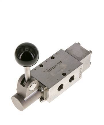 5/2 G1/4'' Hand Lever Valve Stainless Steel Detent -0.95-12bar/-13.2-168psi