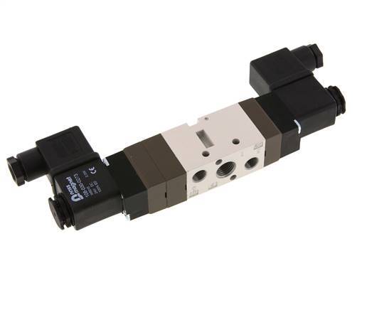 5/3 G1/4'' (G1/8'') Válvula solenoide de centro de presión 24V DC 2-10bar/28-140psi YPC
