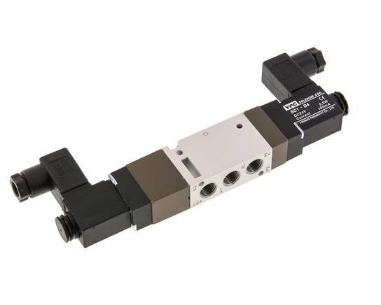 válvula solenoide de centro de presión 5/3 G1/8'' 12V DC 2-10bar/28-140psi YPC