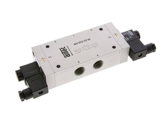 válvula solenoide de 5/3 G1/2'' de centro cerrado 24V DC 3-10bar/42-140psi Airtec