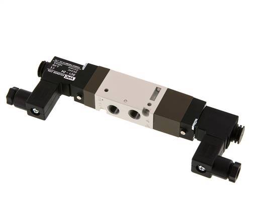 5/3 G1/8'' Válvula solenoide de centro cerrado 24V DC 2-10bar/28-140psi YPC