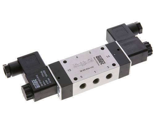 5/3 G1/8'' Pressure Center Solenoid Valve 24V AC 3-8bar/42-112psi Airtec