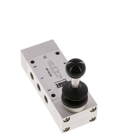 5/3 G1/8'' Exhaust Center Hand Lever Valve 0-10bar/0-140psi Airtec
