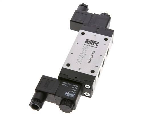 5/3 G1/4'' Pressure Center Solenoid Valve 230V AC 3-8bar/42-112psi Airtec