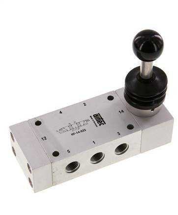 5/3 G1/4'' Exhaust Center Hand Lever Valve 0-12bar/0-168psi Airtec