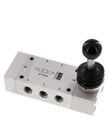5/3 G1/4'' Exhaust Center Hand Lever Valve 0-12bar/0-168psi Airtec