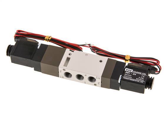 válvula solenoide central de escape 5/3 G1/8'' 24V DC 2-10bar/28-140psi Enchufe de 2 pines YPC