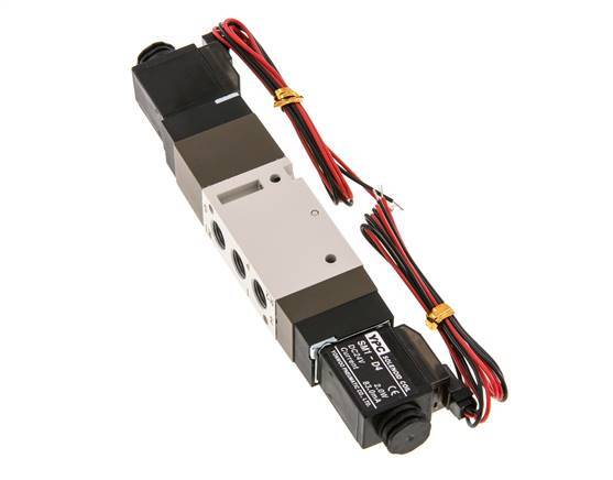 válvula solenoide central de escape 5/3 G1/8'' 24V DC 2-10bar/28-140psi Enchufe de 2 pines YPC