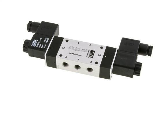 5/3 G1/8'' Válvula solenoide de centro cerrado 12V DC 3-8bar/42-112psi Airtec