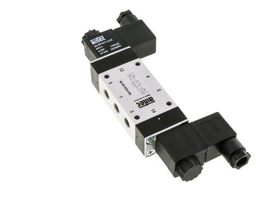 5/3 G1/8'' Válvula solenoide de centro cerrado 12V DC 3-8bar/42-112psi Airtec