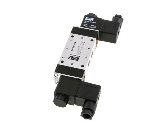 5/3 G1/8'' Válvula solenoide de centro cerrado 12V DC 3-8bar/42-112psi Airtec