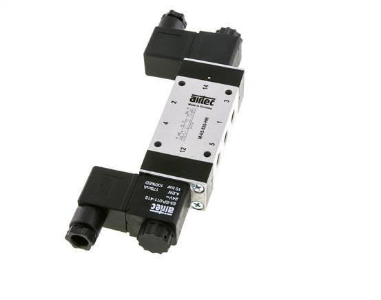 5/3 G1/8'' Válvula solenoide de centro cerrado 12V DC 3-8bar/42-112psi Airtec
