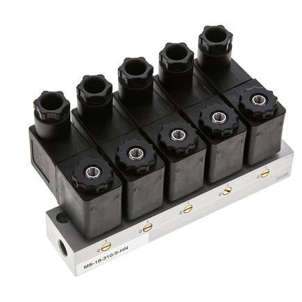 Válvula solenoide 5x3/2 G1/8'' NC 24V DC -0.95-10bar/-13.2-140psi Airtec