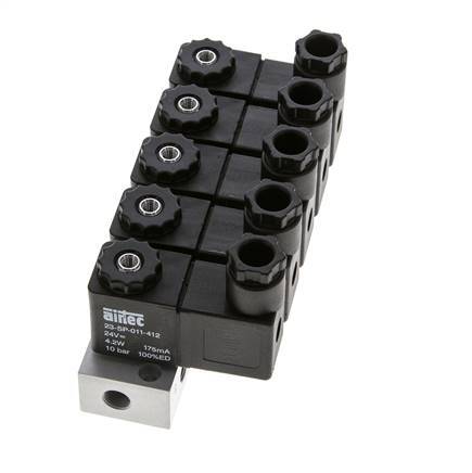 Válvula solenoide 5x3/2 G1/8'' NC 24V DC -0.95-10bar/-13.2-140psi Airtec