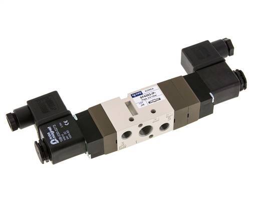 5/3 G1/4'' (G1/8'') Válvula solenoide de centro cerrado 24V DC 2-10bar/28-140psi YPC