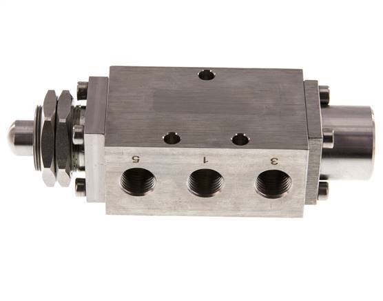 válvula de vástago 5/2 G1/4'' Acero inoxidable -0,95-12bar/-13,2-168psi