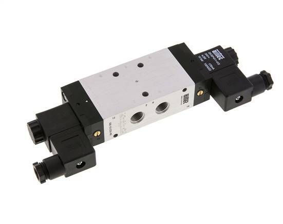5/3 G1/4'' Center Closed Solenoid Valve 24V DC 3-10bar/42-140psi Airtec