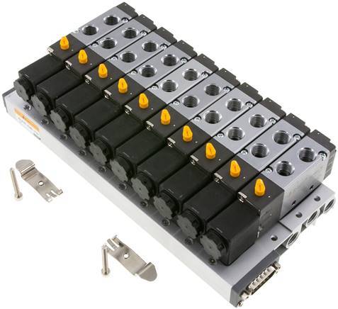 G1/4'' 10x Terminal de válvulas neumáticas 24V DC 1.5-8bar/21.0-112psi Multipolar E.MC
