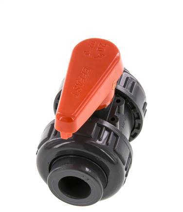 Válvula de bola de PVC de 2 vías Unión Doble 16 mm Socket FKM