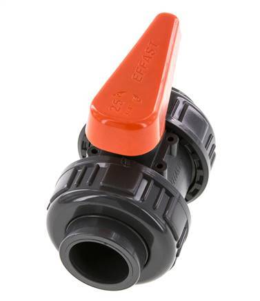 PVC 2-way Ball Valve True Union 25 mm Socket EPDM