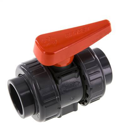 Válvula de Bola de PVC de 2 Vías Doble Unión 40 mm Toma FKM