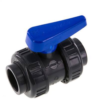 Válvula de Bola de PVC de 2 Vías Doble Unión 32 mm Toma EPDM