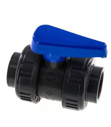Válvula de Bola de PVC de 2 Vías Doble Unión 32 mm Toma EPDM