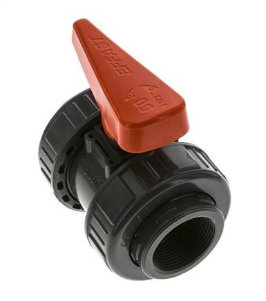 PVC 2-way Ball Valve True Union Rp 1 1/2'' EPDM