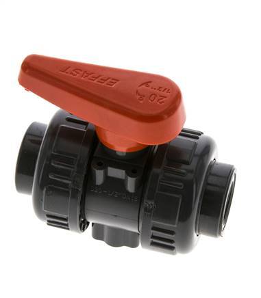 PVC 2-way Ball Valve True Union Rp 3/8'' FKM