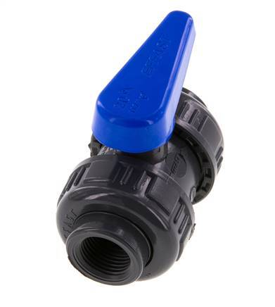 PVC 2-way Ball Valve True Union Rp 1/2'' EPDM