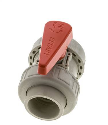 Válvula de Bola PP-H de 2 Vías Doble Unión 50 mm FKM