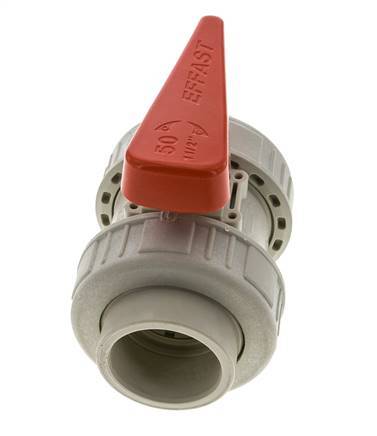 Válvula de Bola PP-H de 2 Vías Doble Unión 50 mm FKM