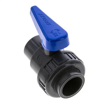 PVC 2-way Ball Valve Single Union 32 mm Socket EPDM
