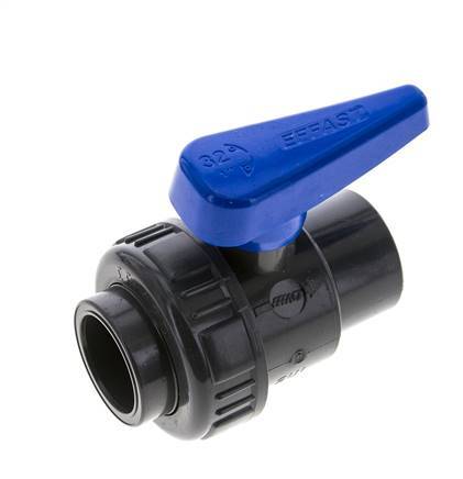PVC 2-way Ball Valve Single Union 32 mm Socket EPDM