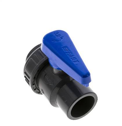 PVC 2-way Ball Valve Single Union 32 mm Socket EPDM