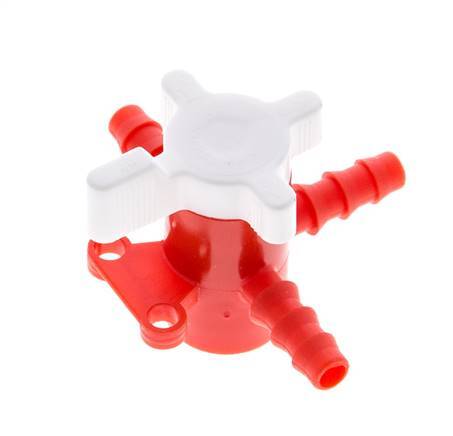 PE 3-way Ball Valve 1/4'' (6 mm) Hose Barbs