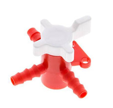PE 3-way Ball Valve 1/4'' (6 mm) Hose Barbs