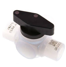 Válvula de bola de 3 vías PFA G 1/4'' FKM Vacío